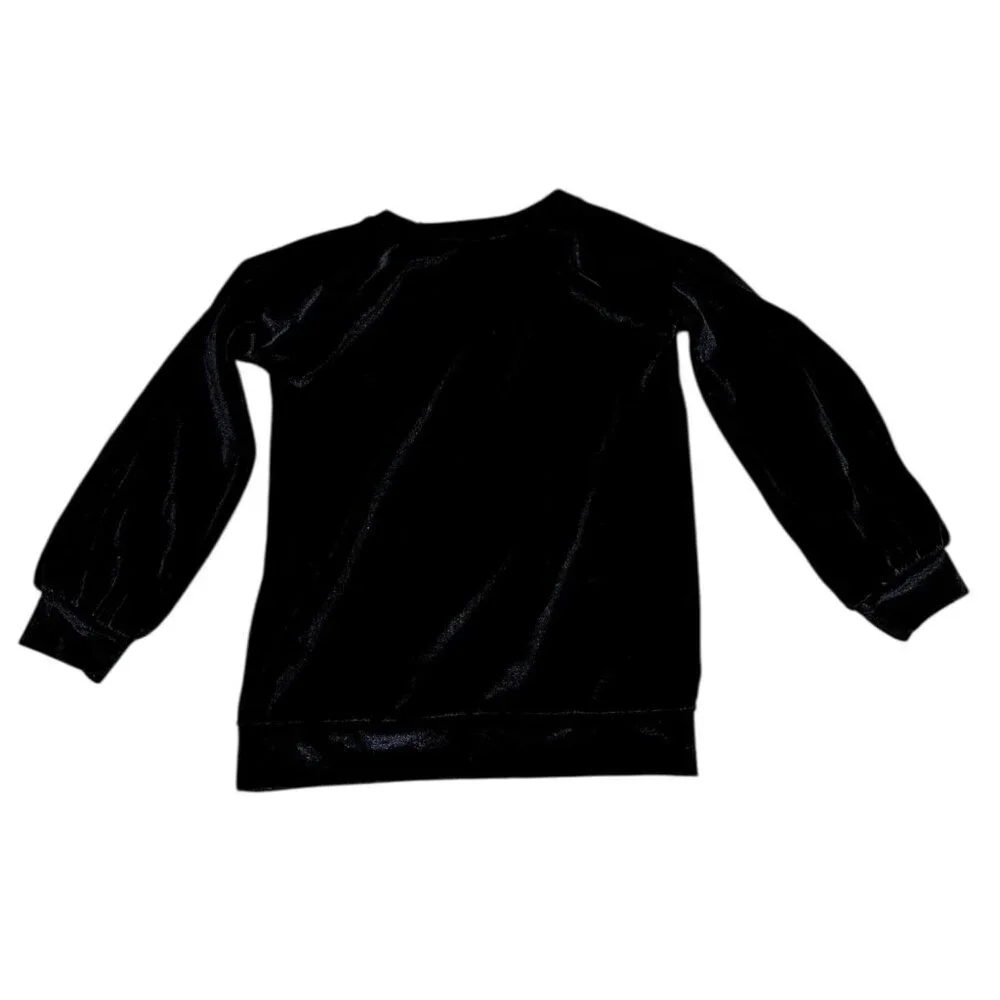 Chaser Girls Size 6 Black Velvet Long Sleeve‎ Crew Neck Pullover Sweatshirt NWT